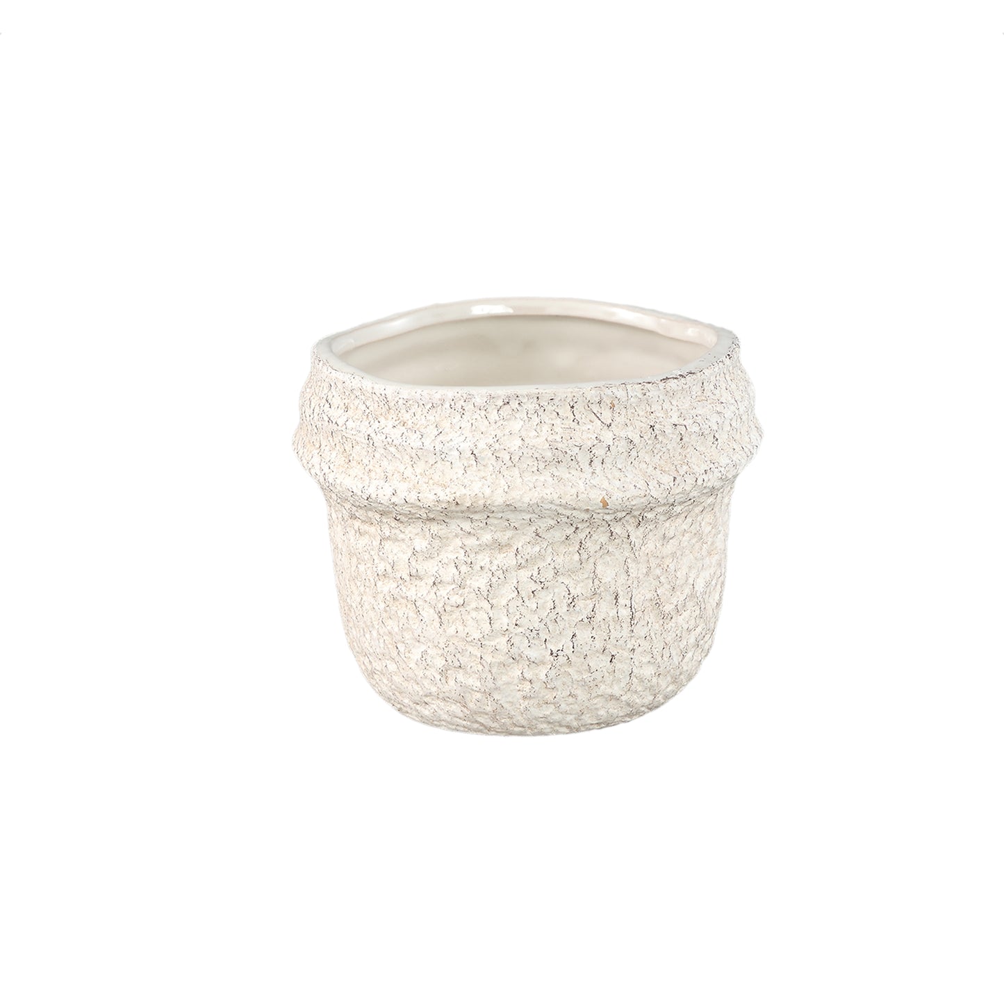 Mauvi Cream Keramische Pot Golvende Rand Rond S Set Van 12 Stuks - 12 Sets 10.5x12x12 cm