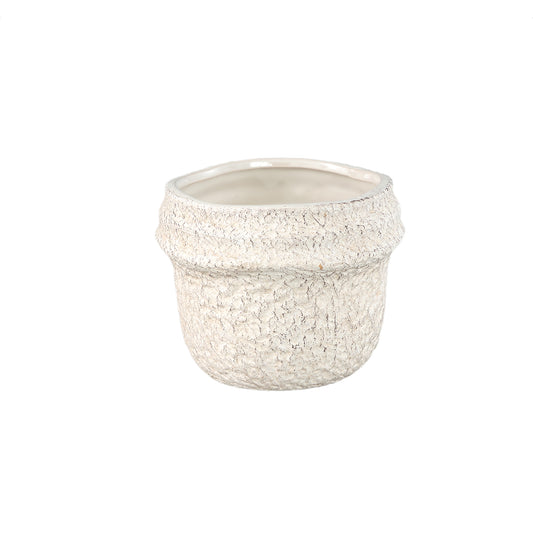 Mauvi Cream Keramische Pot Golvende Rand Rond S Set Van 12 Stuks - 12 Sets 10.5x12x12 cm