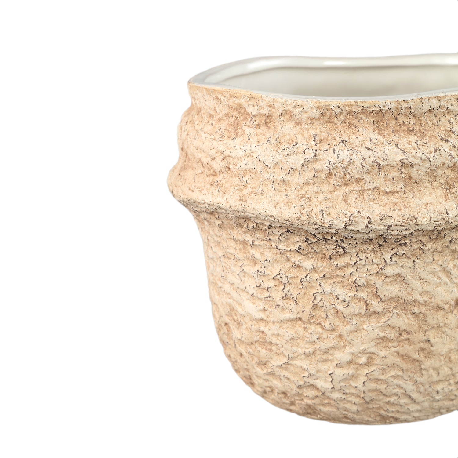 Mauvi Natuurlijke Keramische Pot Golvende Rand Rond XL Set Van 6 Stuks - 6 Sets 17x19.5x19.5 cm