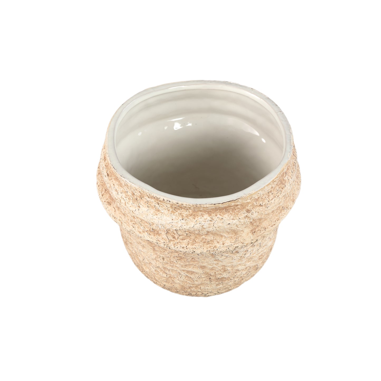 Mauvi Natuurlijke Keramische Pot Golvende Rand Rond XL Set Van 6 Stuks - 6 Sets 17x19.5x19.5 cm