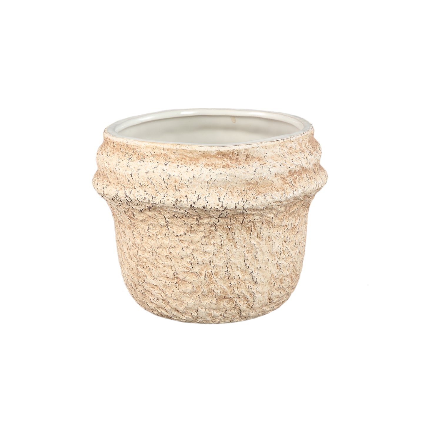 Mauvi Natuurlijke Keramische Pot Golvende Rand Rond M Set van 12 - 12 Sets 12x14x14 cm