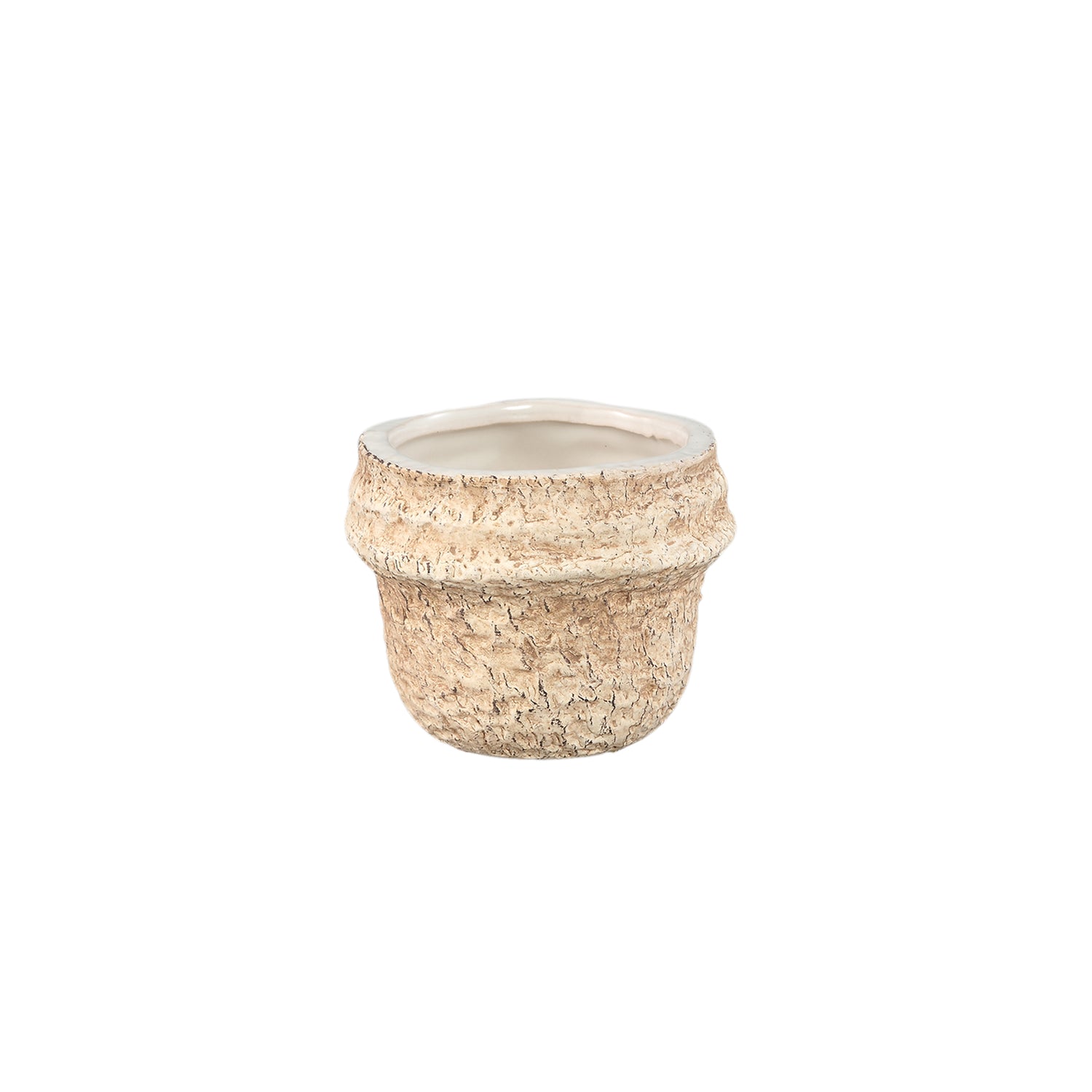 Mauvi Natuurlijke Keramische Pot Golvende Rand Rond XS Set van 12 - 12 Sets 7.5x8.5x8.5 cm