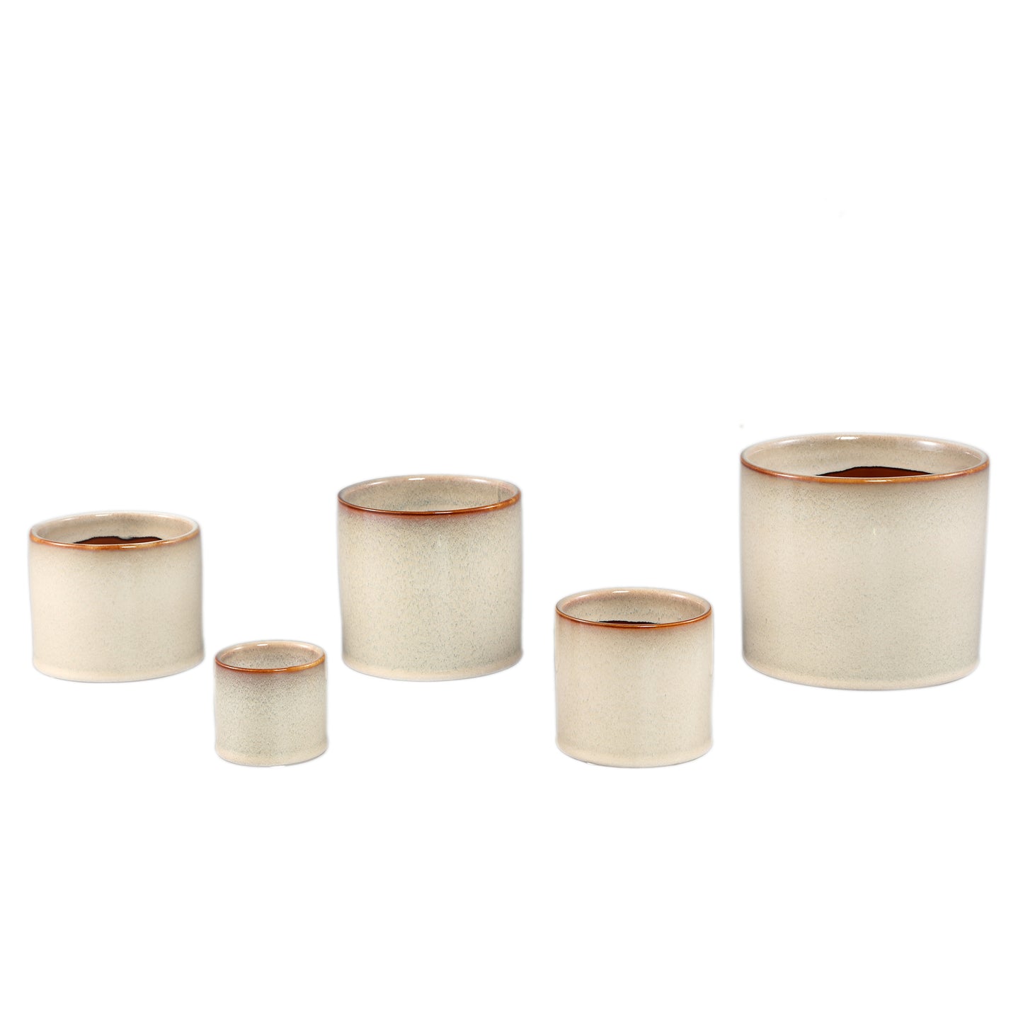 Suzann Creme Keramische Pot Rond Recht Ruw Set Van 6 Stuks - 6 Sets 15.5x17x17 cm