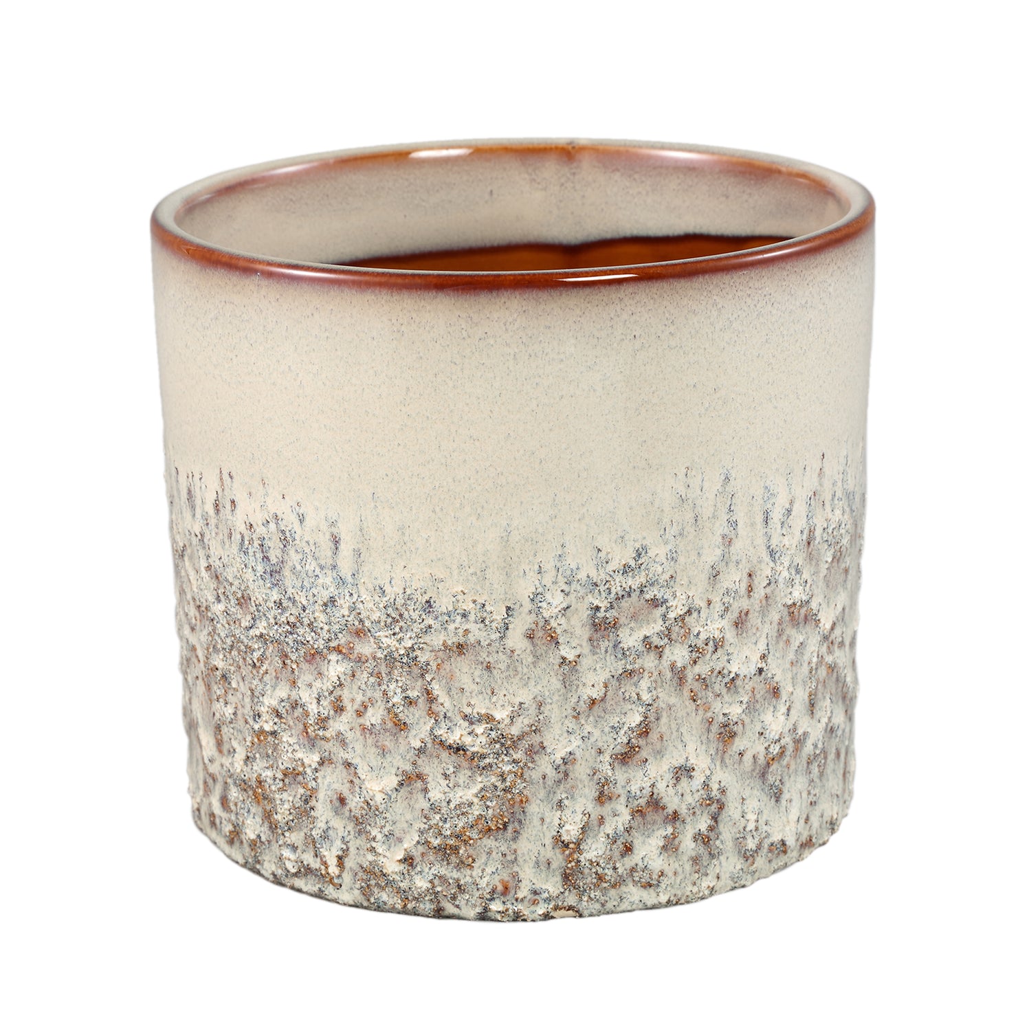 Suzann Creme Keramische Pot Rond Recht Ruw Set Van 6 Stuks - 6 Sets 15.5x17x17 cm