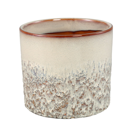Suzann Creme Keramische Pot Rond Recht Ruw Set Van 6 Stuks - 6 Sets 15.5x17x17 cm