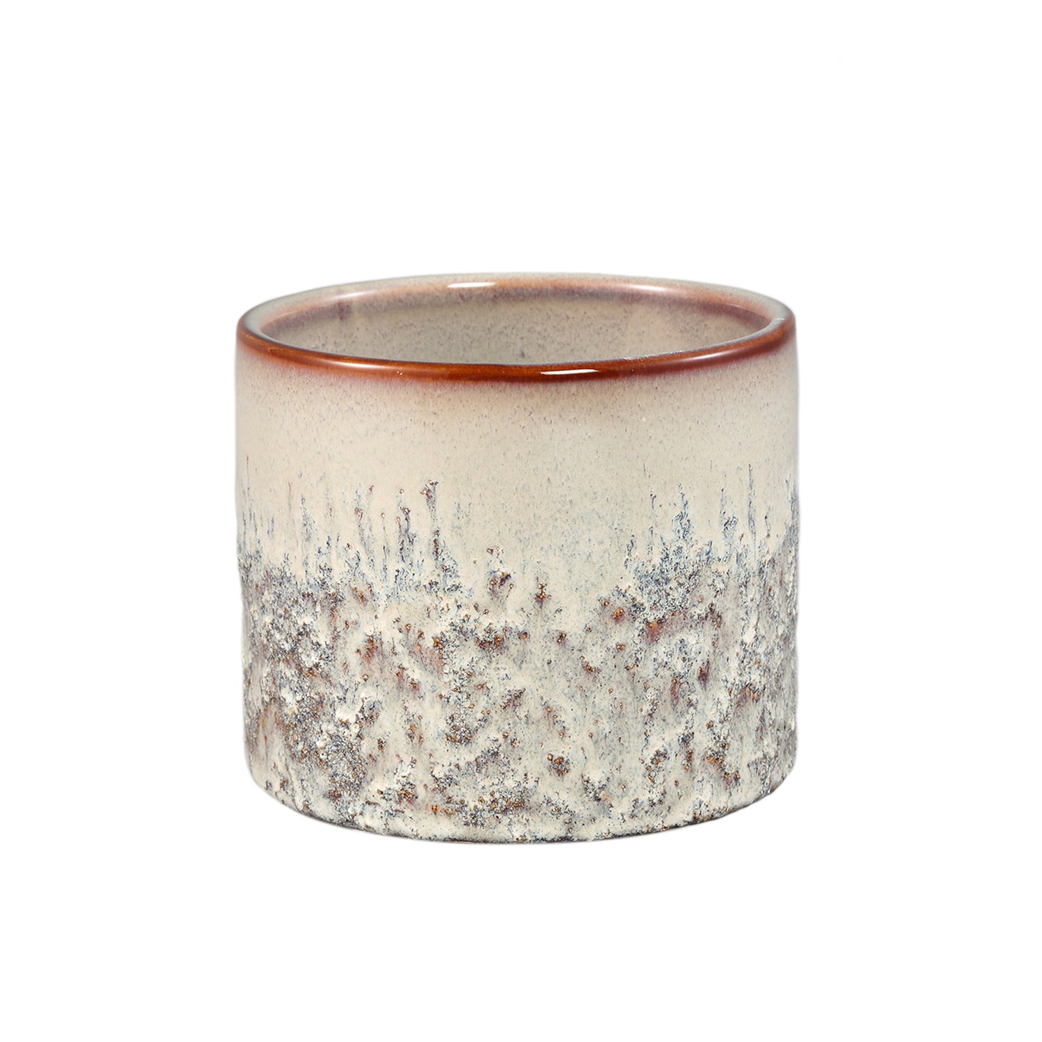 Suzann Cream Keramische Pot Rond Recht Ruw M Set van 12 - 12 Sets 10x11.5x11.5 cm