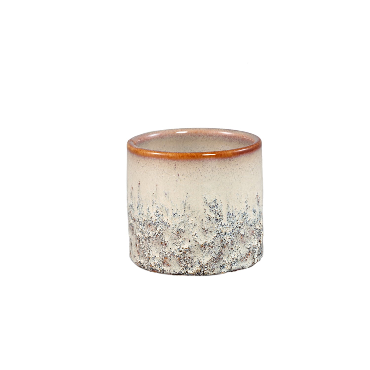 Suzann Crème Keramische Pot Rond Recht Ruw XS – Set van 12 - 12 Sets 6.5x7.5x7.5 cm