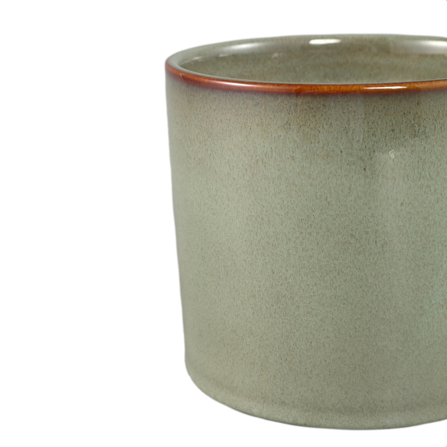 Suzann Groen Keramische Pot Rond Recht Ruw Set van 6 - 6 Sets 15.5x17x17 cm