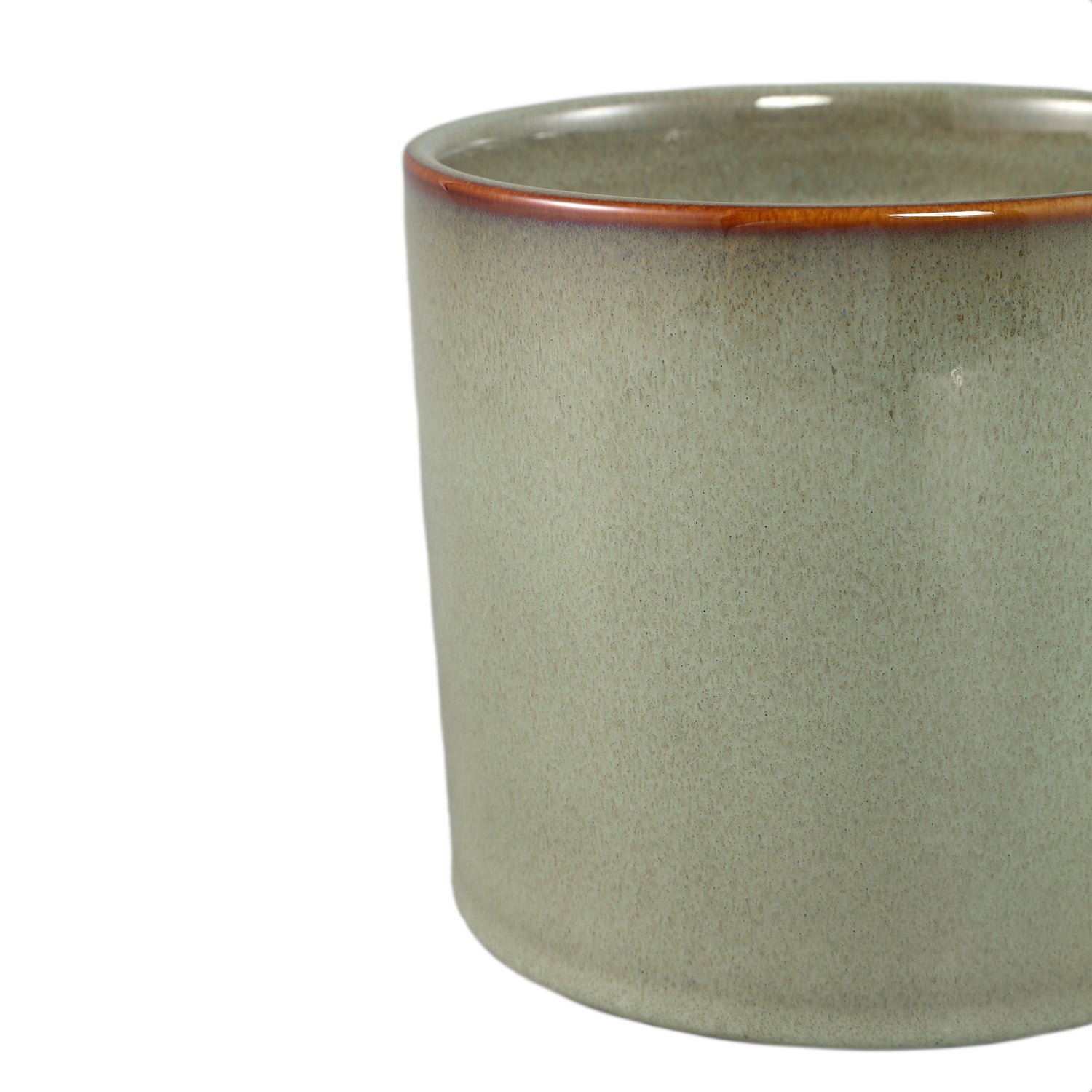 Suzann Groen Keramische Pot Rond Recht Ruw Set van 6 - 6 Sets 15.5x17x17 cm