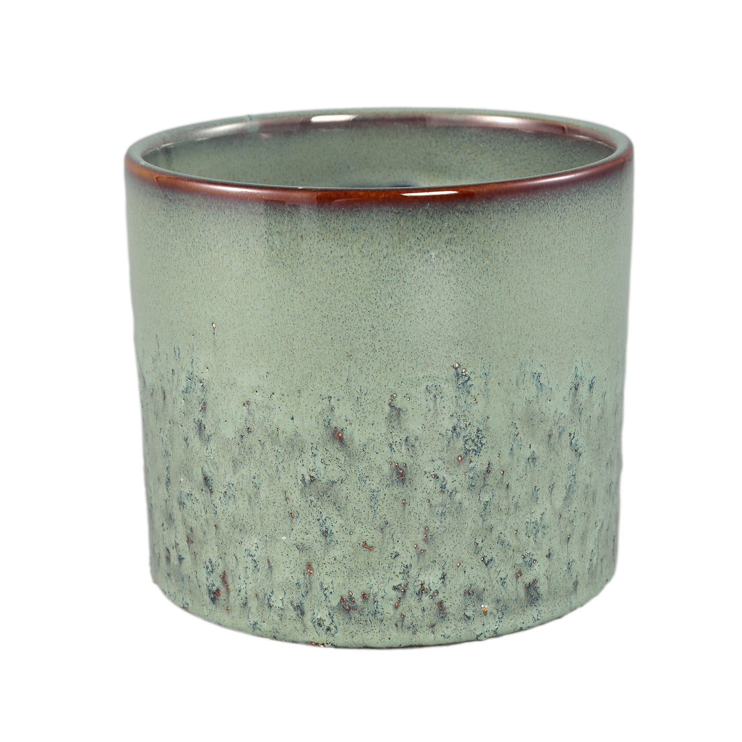 Suzann Groen Keramische Pot Rond Recht Ruw Set van 6 - 6 Sets 15.5x17x17 cm