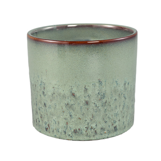 Suzann Groen Keramische Pot Rond Recht Ruw Set van 6 - 6 Sets 15.5x17x17 cm