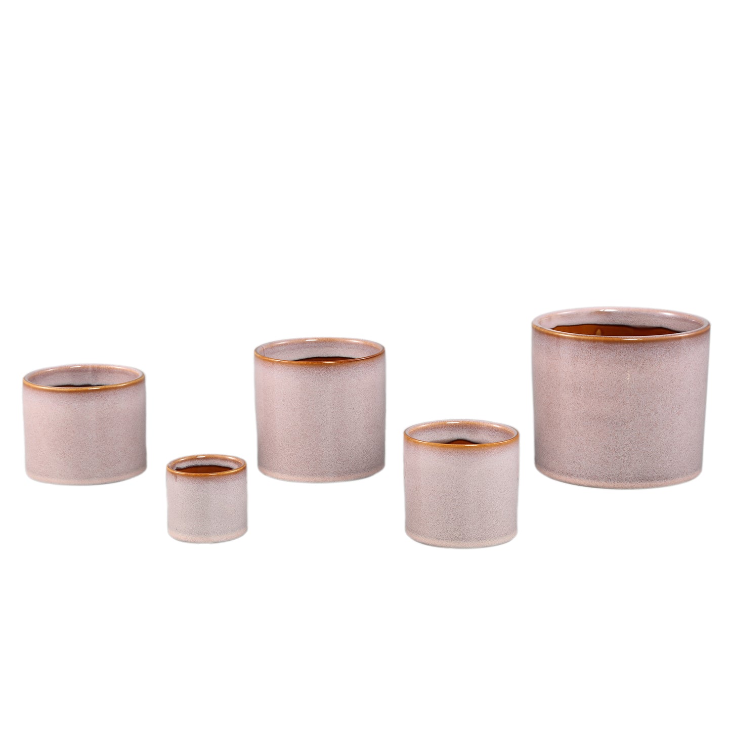 Suzann Roze Keramische Pot Rond Recht Ruw Set van 6 Stuks - 6 Sets 15.5x17x17 cm