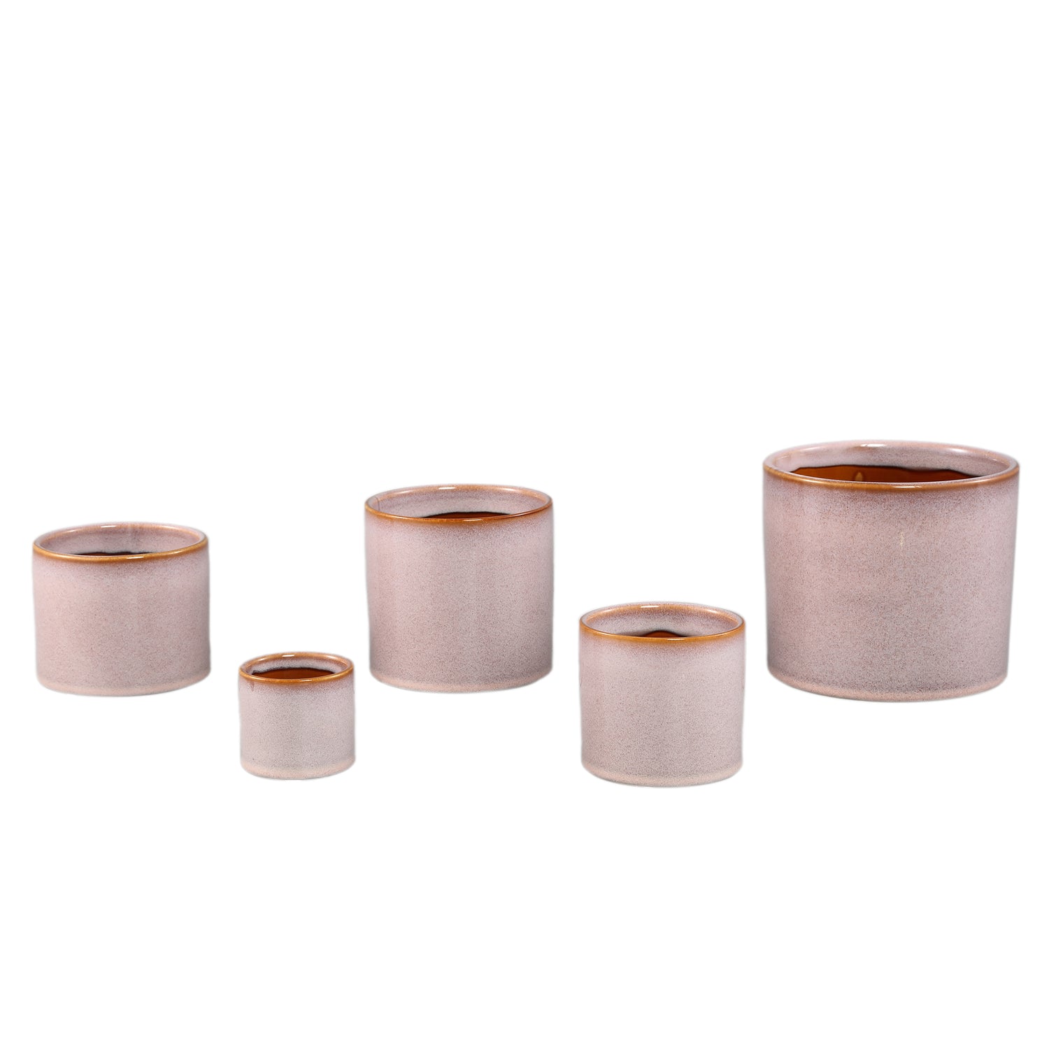 Suzann Roze Keramische Pot Rond Recht Ruw Set van 6 Stuks - 6 Sets 15.5x17x17 cm