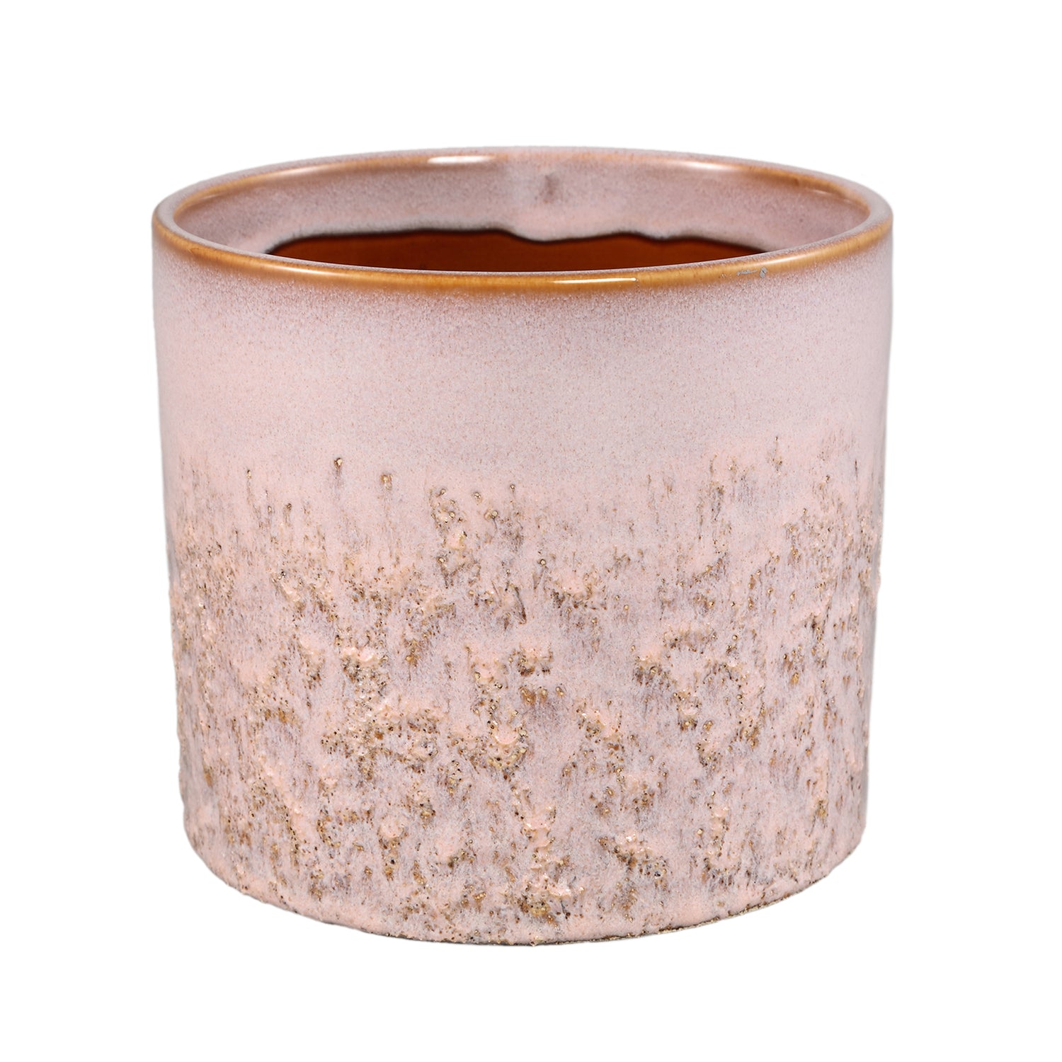 Suzann Roze Keramische Pot Rond Recht Ruw Set van 6 Stuks - 6 Sets 15.5x17x17 cm