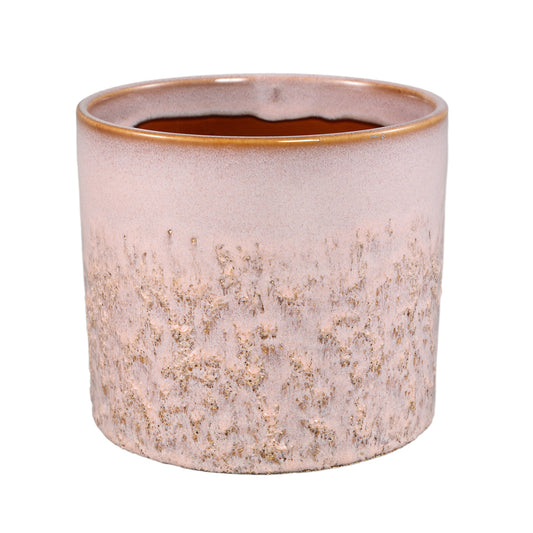 Suzann Roze Keramische Pot Rond Recht Ruw Set van 6 Stuks - 6 Sets 15.5x17x17 cm