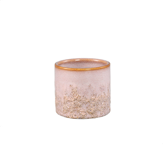 Suzann Roze Keramische Pot Rond Recht Ruw Set van 12 Stuks - 12 Sets 6.5x7.5x7.5 cm