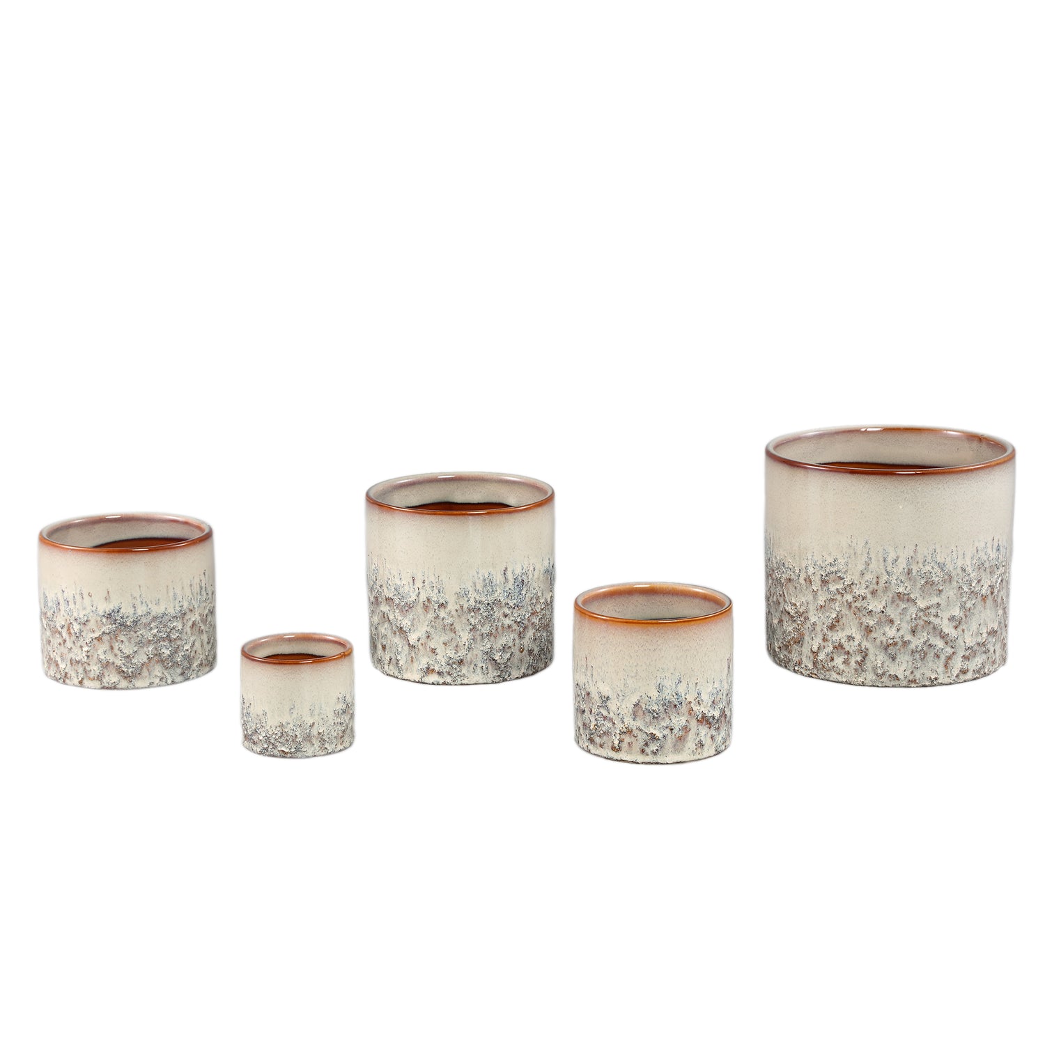 Mary Crème Keramische Pot Rond Recht Glad XL – Set van 6 Stuks - 6 Sets 15.5x17x17 cm