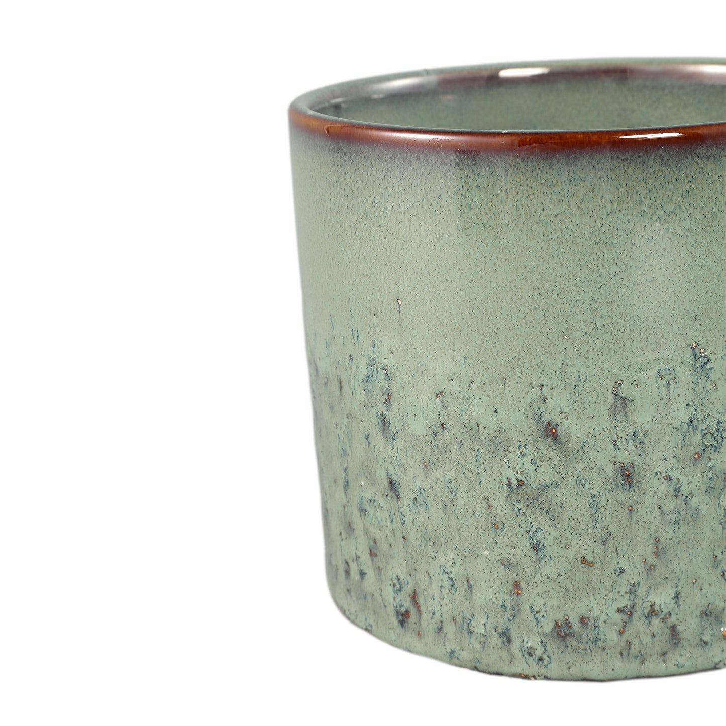 Mary Groen Keramische Pot Rond Recht Glad Set van 6 Stuks - 6 Sets 15.5x17x17 cm