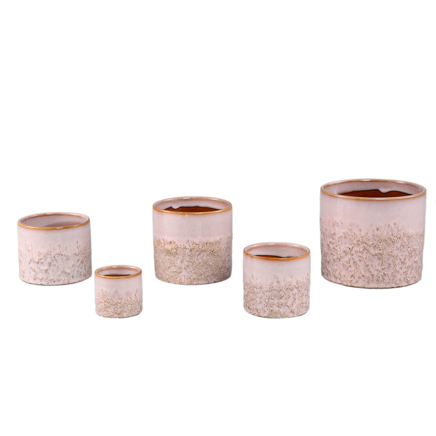 Mary Roze Keramische Pot Rond Recht Glad Set van 6 - 6 Sets 15.5x17x17 cm