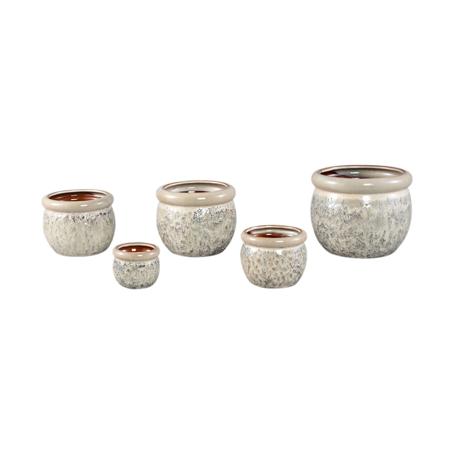 Jena Crème Keramische Pot Rond Dikkere Rand Set van 6 Stuks XL - 6 Sets 16x19.5x19.5 cm