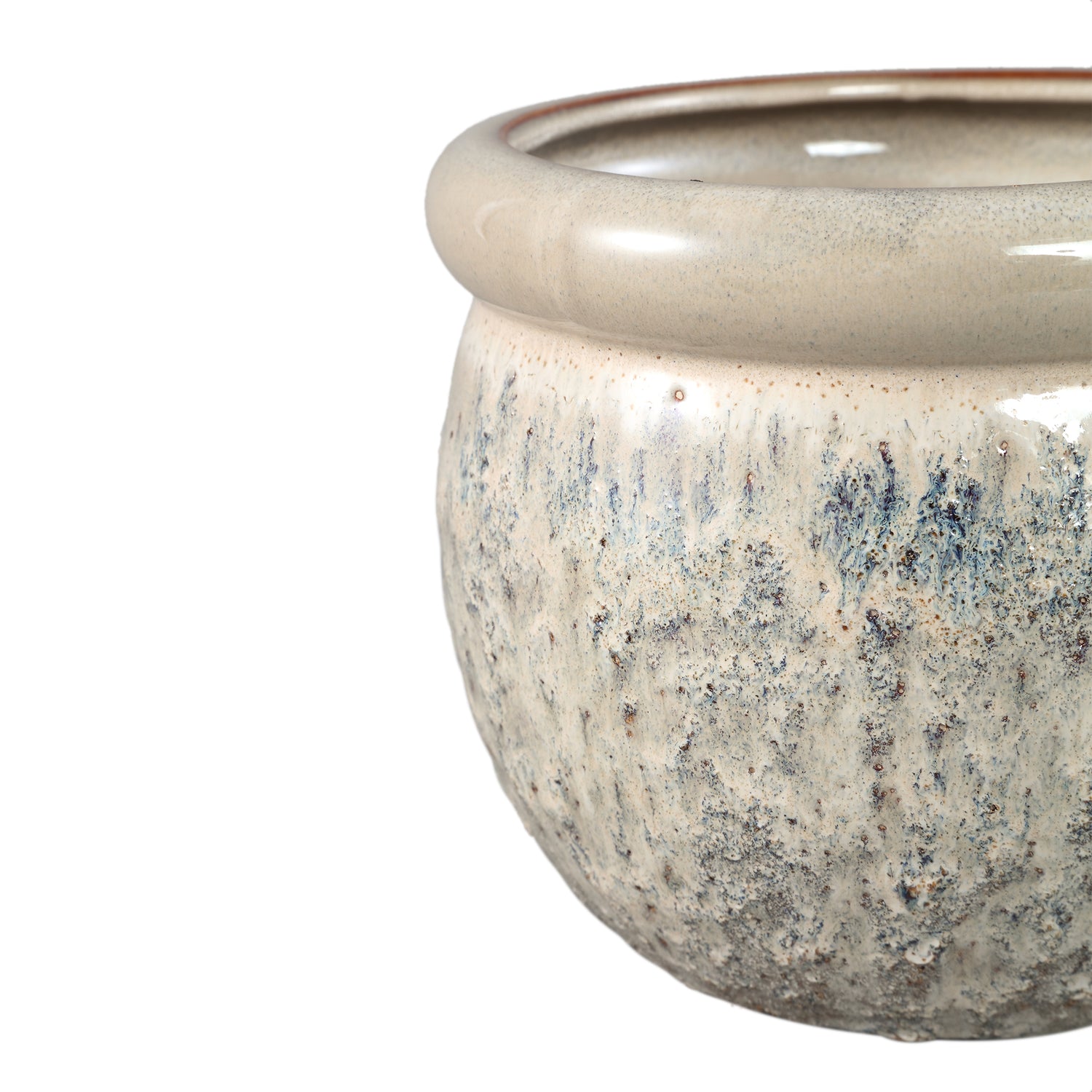 Jena Crème Keramische Pot Rond Dikkere Rand Set van 6 Stuks XL - 6 Sets 16x19.5x19.5 cm