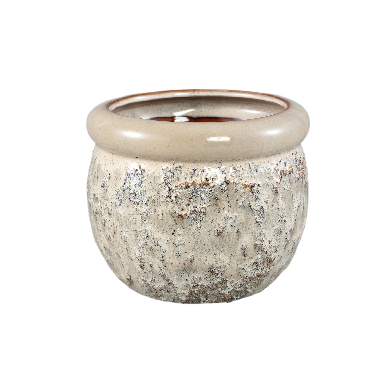 Jena Crème Keramische Pot Rond met Dikkere Rand Groot - Set van 12 - 12 Sets 13x15.5x15.5 cm