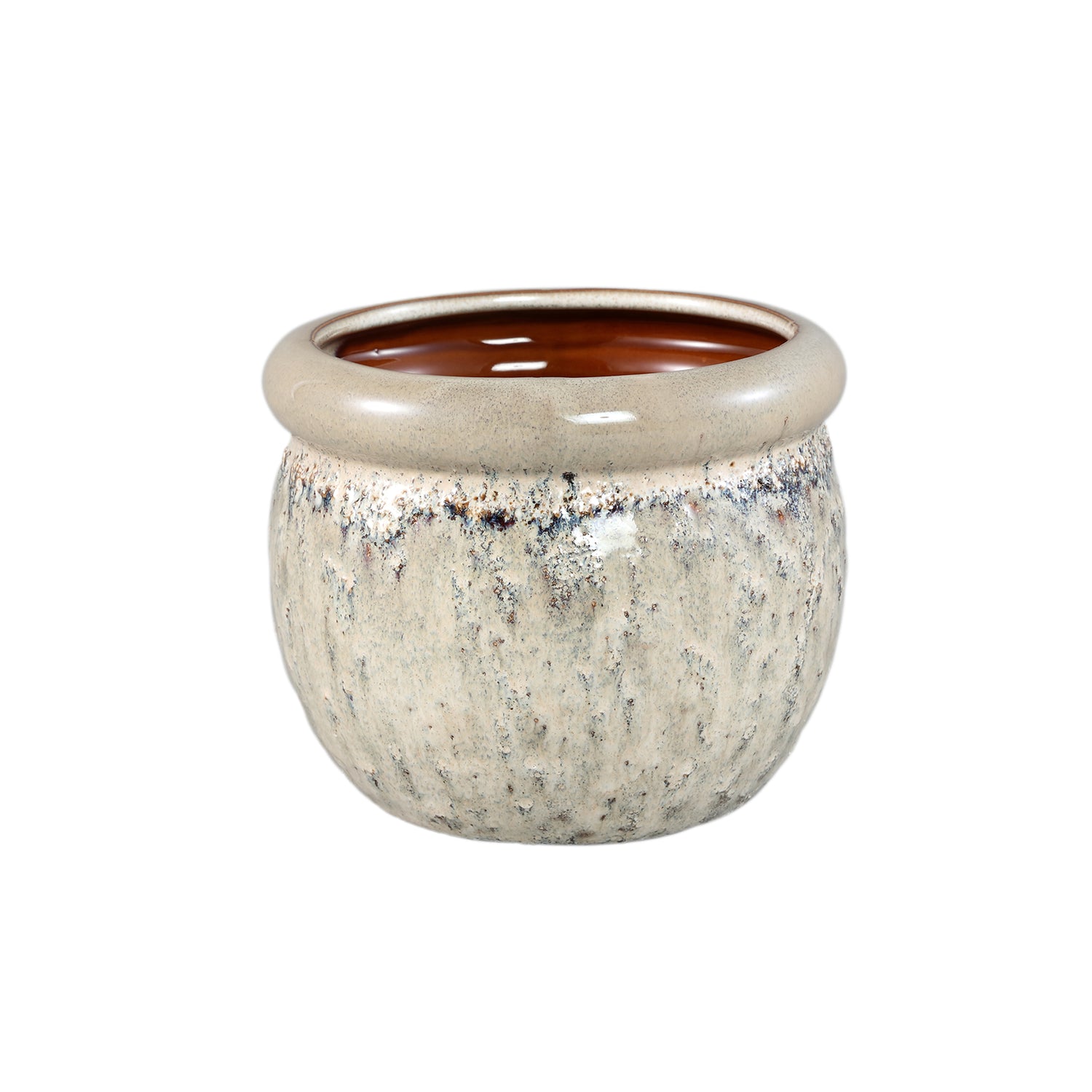 Jena Crème Keramische Pot Rond Met Dikkere Rand M - Set Van 12 Stuks - 12 Sets 12x14x14 cm