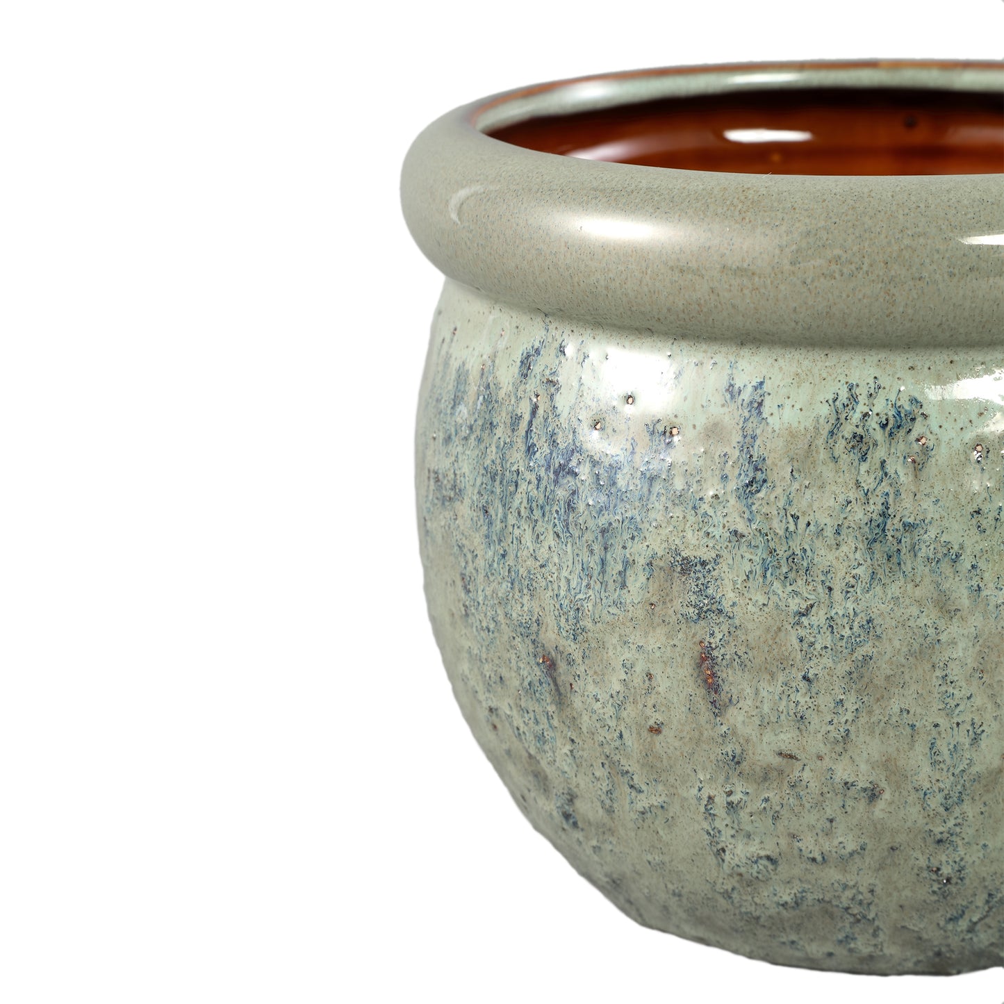 Jena Groene Keramische Pot Rond Dikke Rand Set van 6 Stuks - 6 Sets 16x19.5x19.5 cm