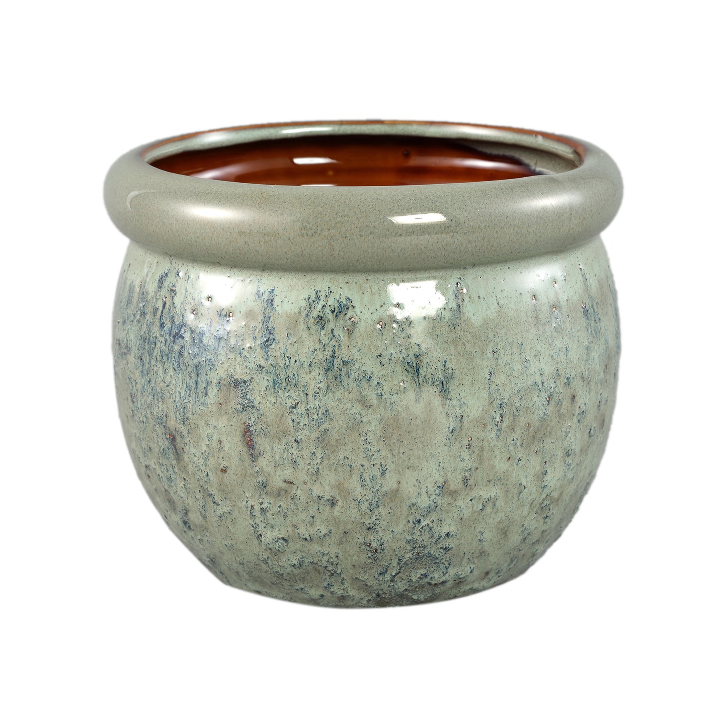 Jena Groene Keramische Pot Rond Dikke Rand Set van 6 Stuks - 6 Sets 16x19.5x19.5 cm