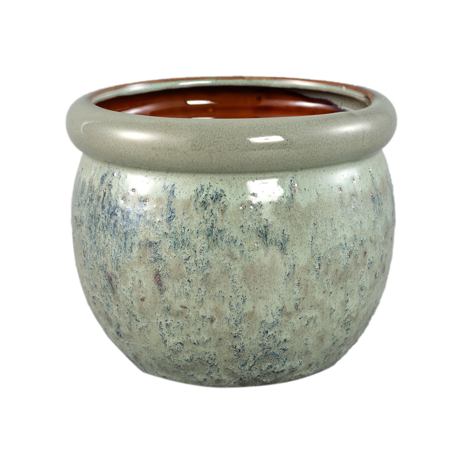 Jena Groene Keramische Pot Rond Dikke Rand Set van 6 Stuks - 6 Sets 16x19.5x19.5 cm