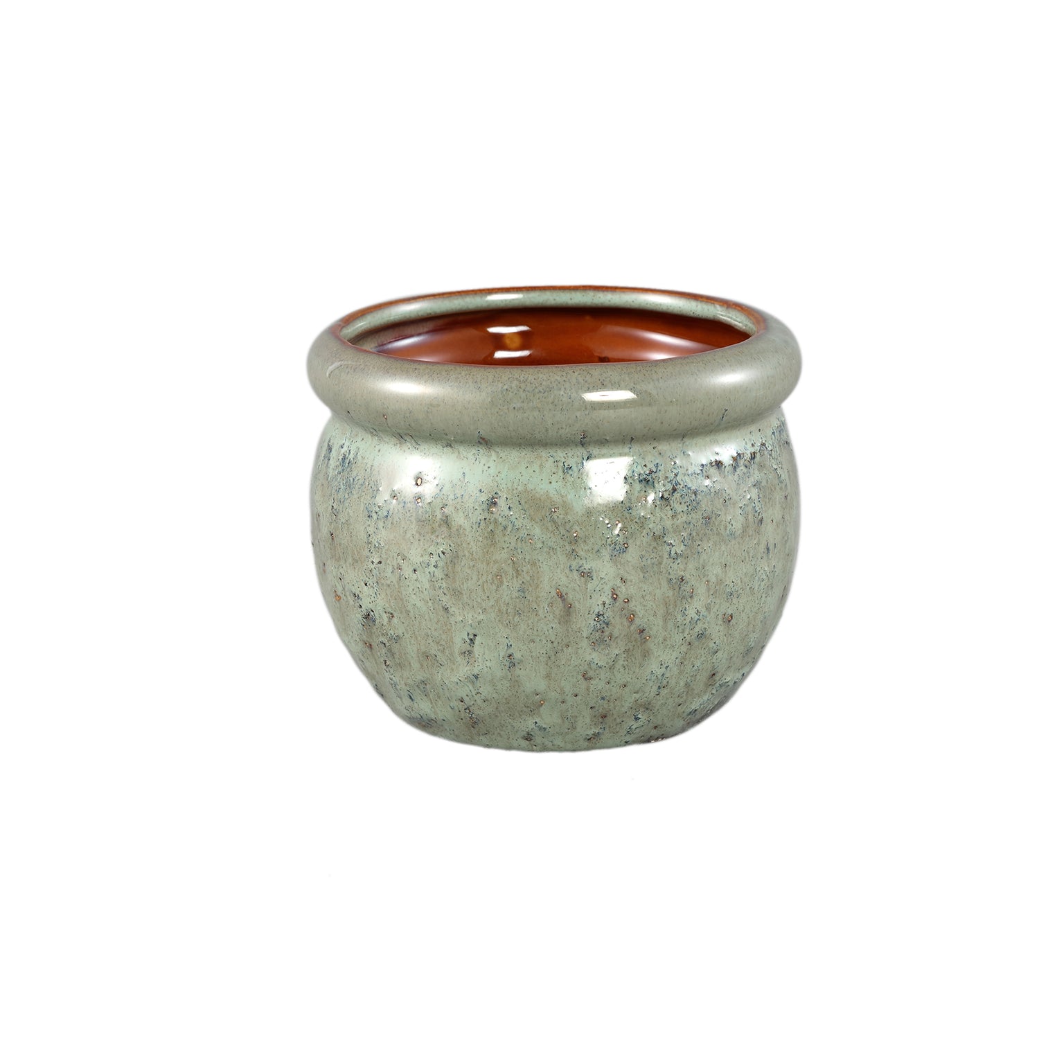 Jena Groene Keramische Pot Rond Met Dikkere Rand S - Set van 12 10x11.5x11.5 cm