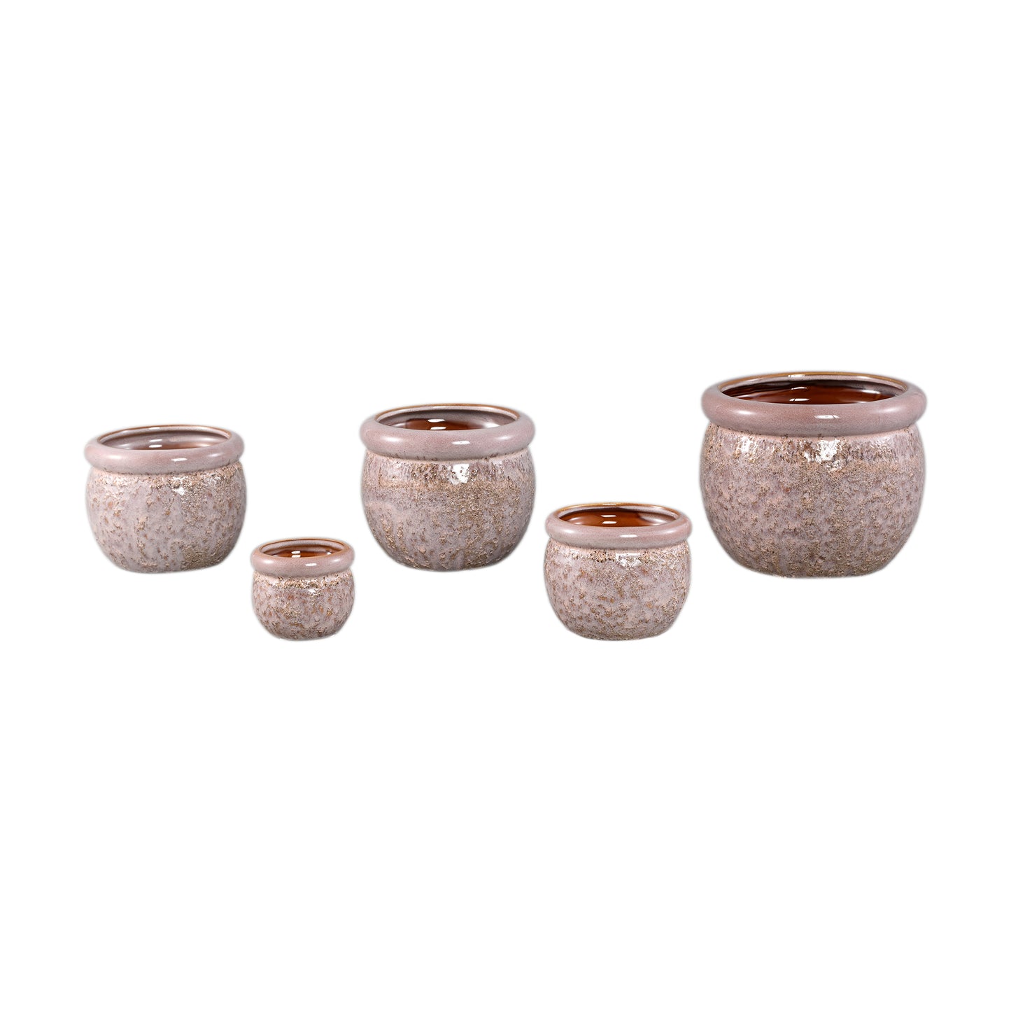 Jena Roze Keramische Pot Rond Met Dikkere Rand Set Van 6 - 6 Sets 16x19.5x19.5 cm