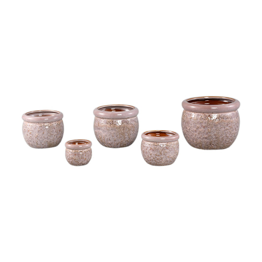 Jena Roze Keramische Pot Rond Met Dikkere Rand Set Van 6 - 6 Sets 16x19.5x19.5 cm