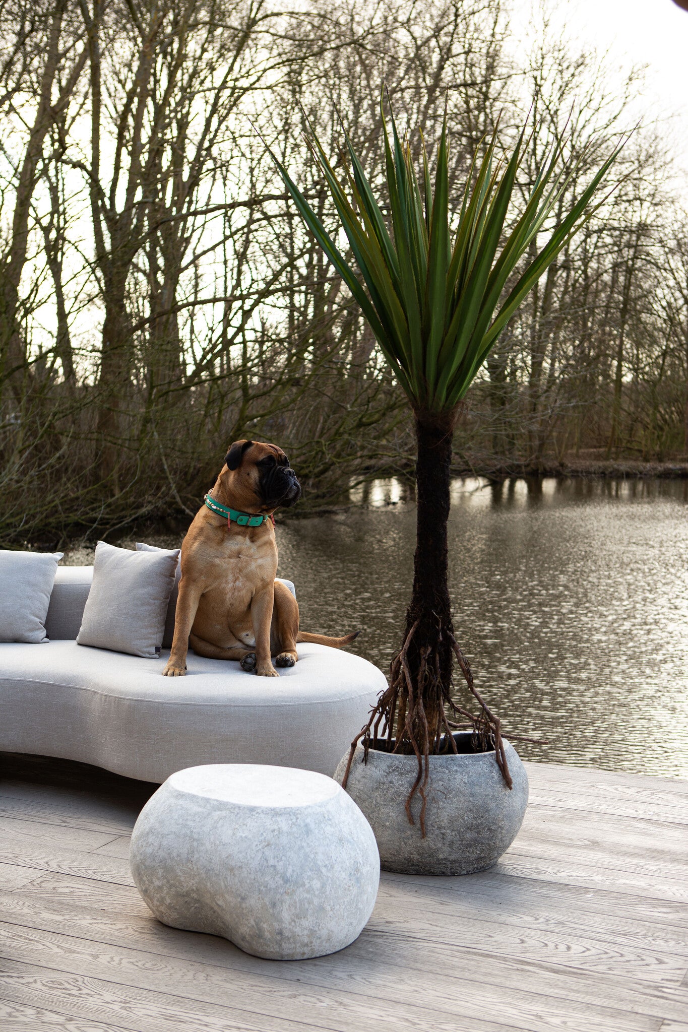 Hiranya White Round Organic Shaped GRC Stool