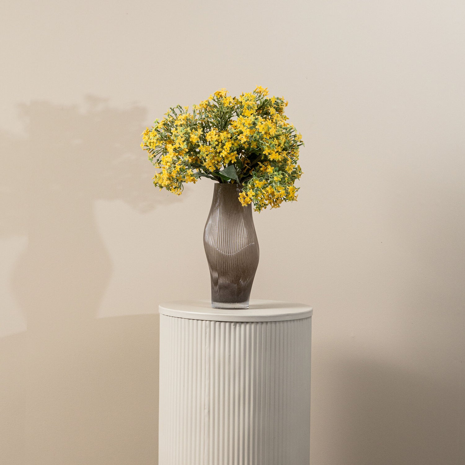 Dried Twig Gele Kleine Bloem Spray Met Bladeren - Set van 12 50x28x15 cm