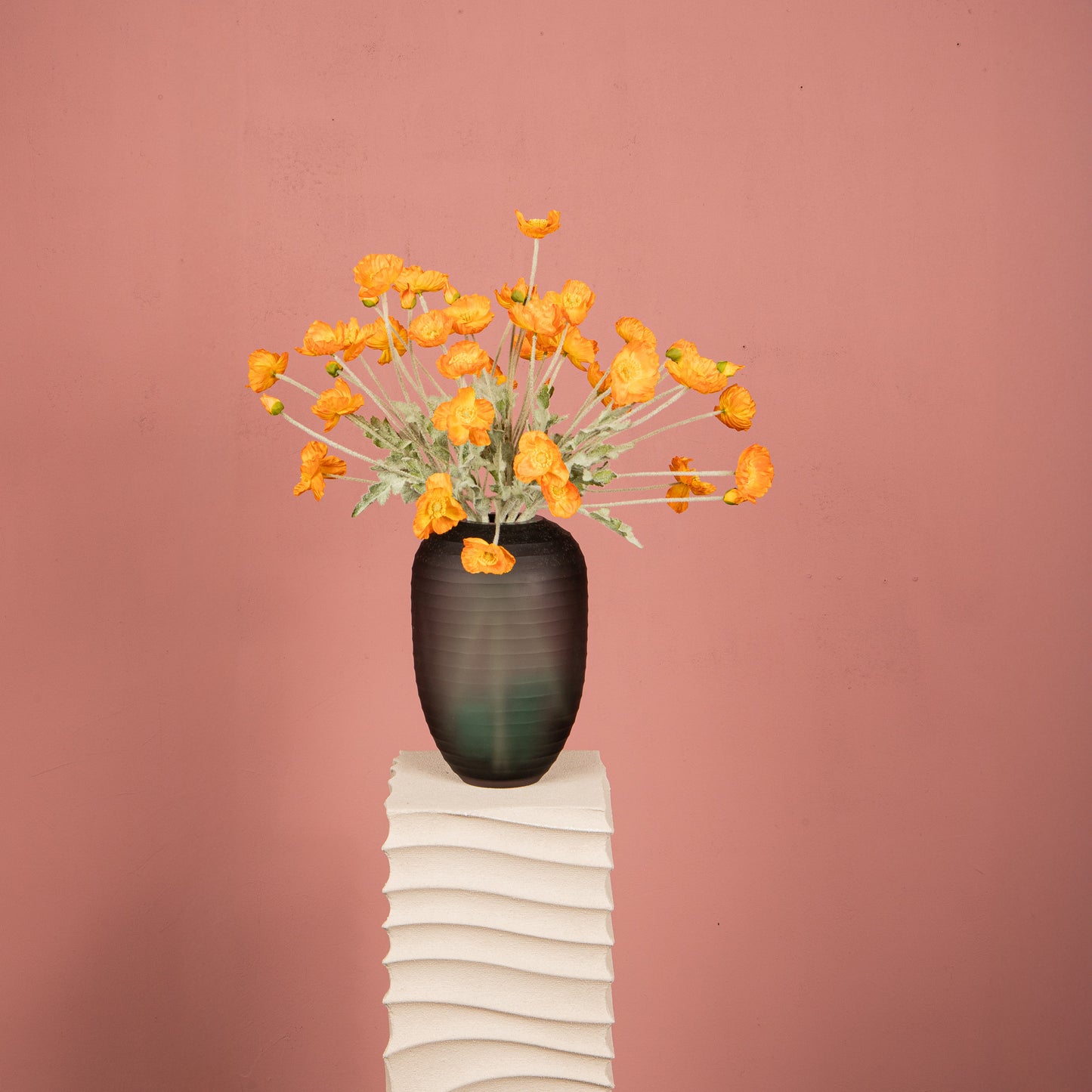 Poppy Flower Oranje Bloemenspray - Set van 12 60x30x14 cm
