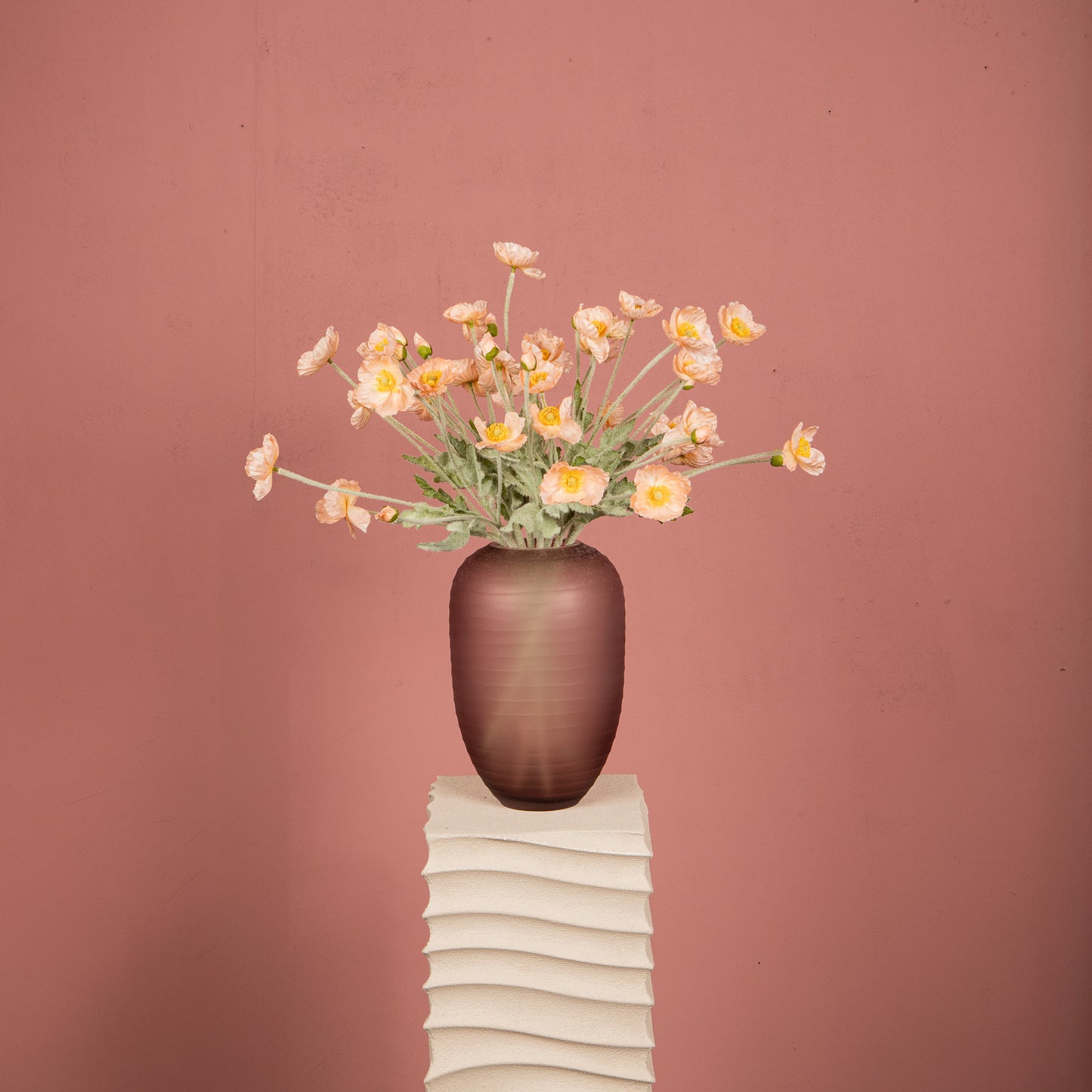 Poppy Flower Roze Klaproos Spray - Set van 12 60x30x14 cm