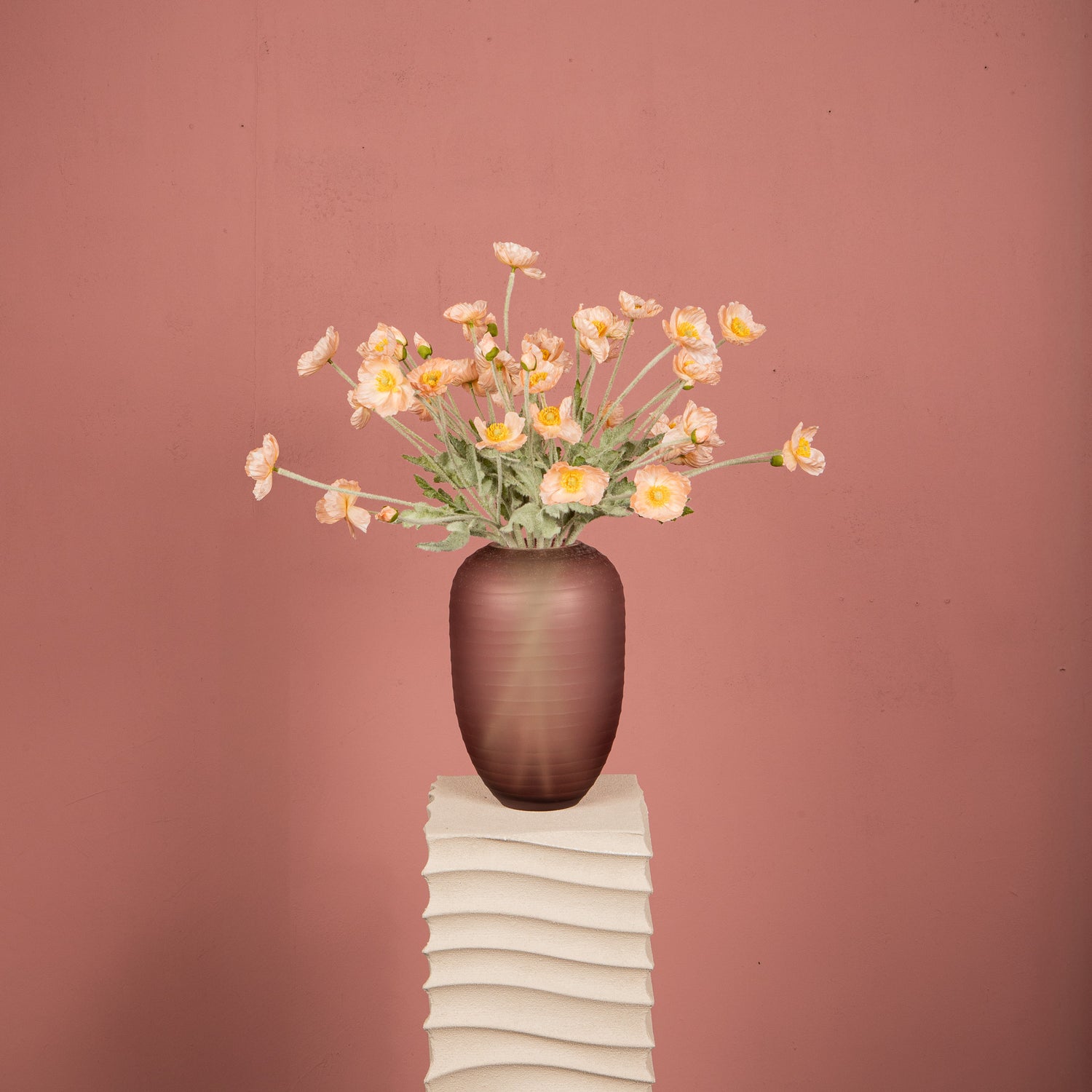 Poppy Flower Roze Klaproos Spray - Set van 12 60x30x14 cm