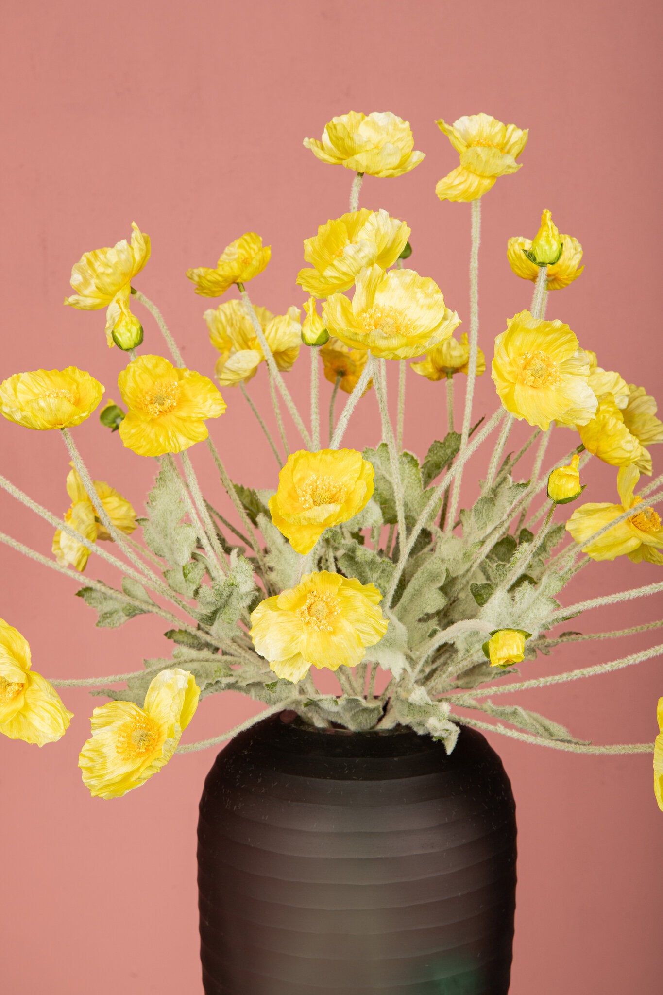 Poppy Flower Gele Klaproos Spray - Set van 12 60x30x14 cm