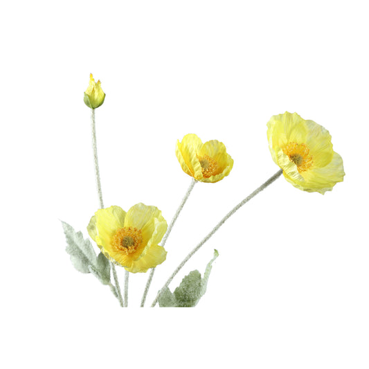 Poppy Flower Gele Klaproos Spray - Set van 12 60x30x14 cm