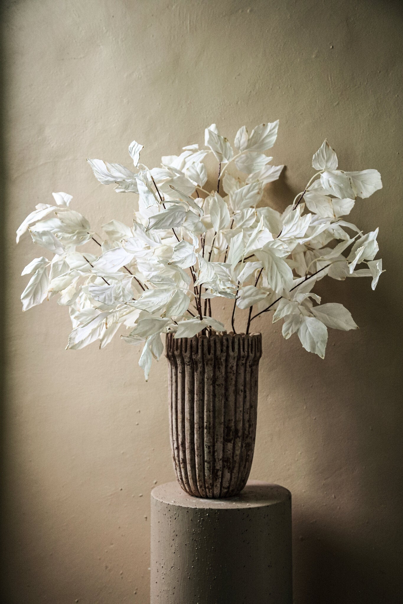 Leaves Plant Crème Bladeren Spray - Set van 12 105x65x40 cm