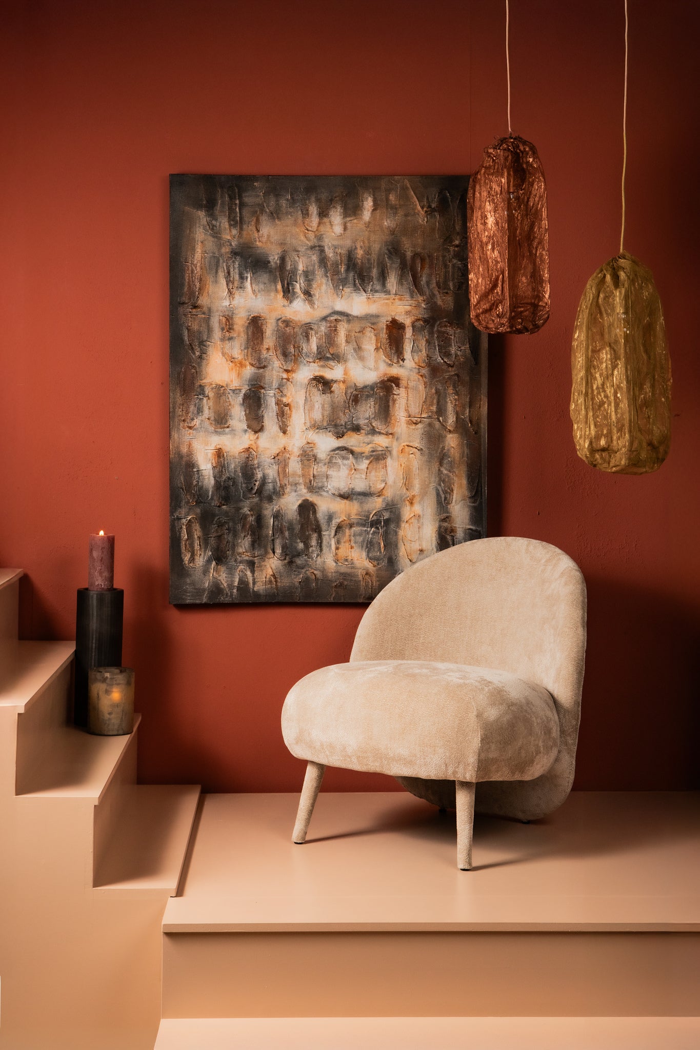 Maitia Gold Rough Looking Fabric Ceiling Lamp