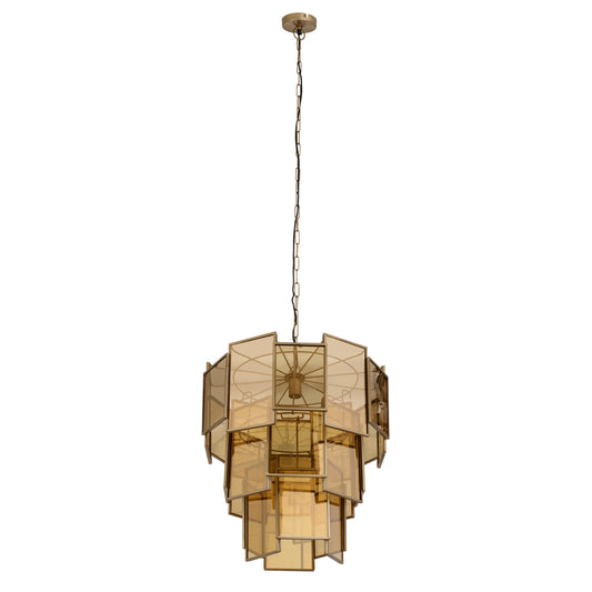 Loucas Brass Lustre Glass Hanging Lamp Layers L