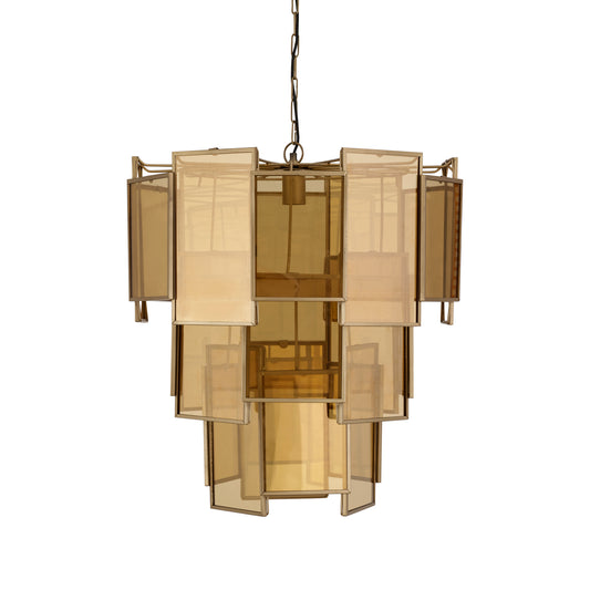 Loucas Brass Lustre Glass Hanging Lamp Layers L