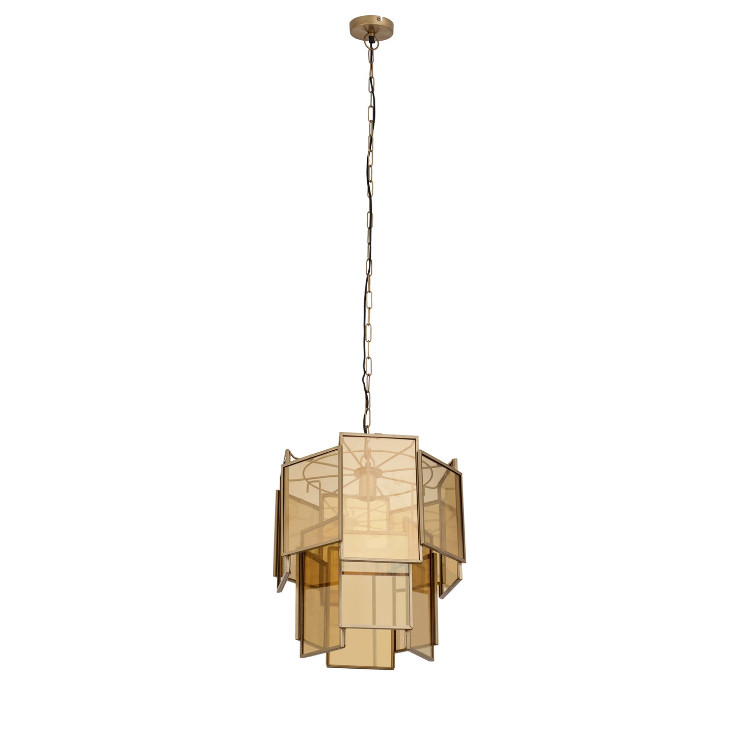 Loucas Brass Lustre Glass Hanging Lamp Layers S