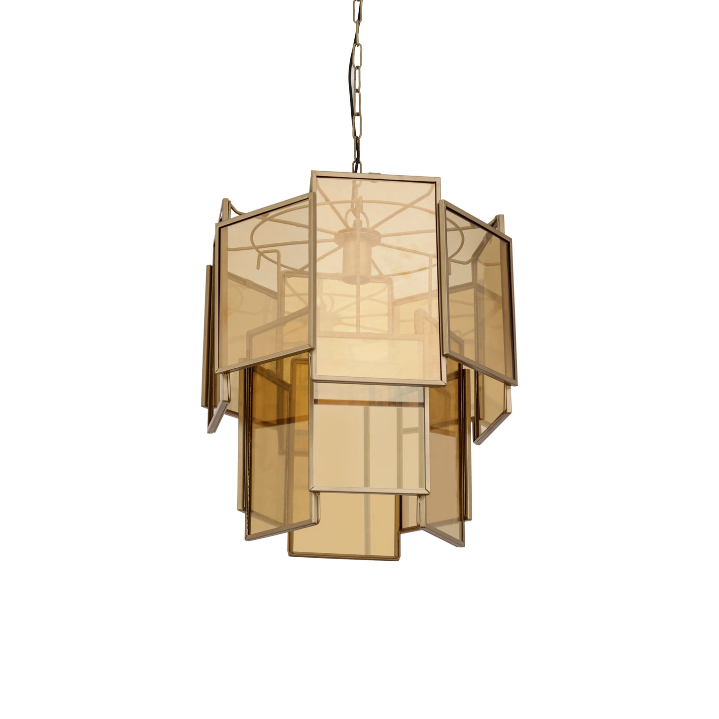 Loucas Brass Lustre Glass Hanging Lamp Layers S