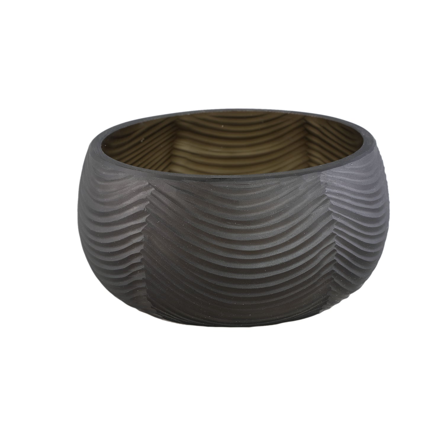 Elichi Bruine Glazen Schaal Rond Set van 2 - 2 Sets 10.5x22x22 cm