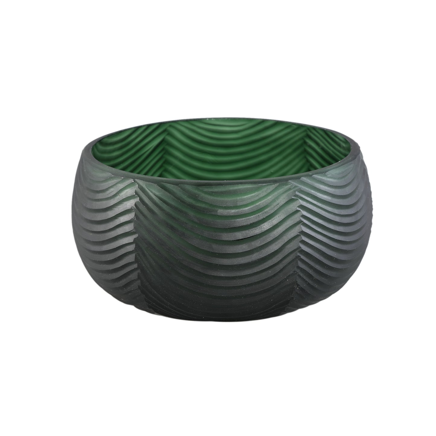 Elichi Groene Glazen Schaal Rond Set van 2 - 2 Sets 10.5x22x22 cm