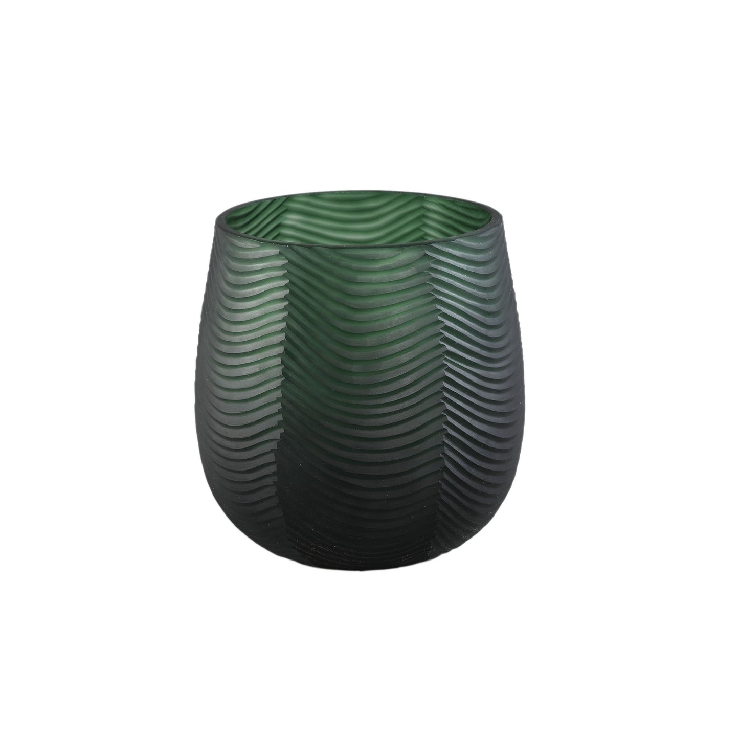 Elichi Groene Glazen Vaas Bombey Rond Set van 2 - 2 Sets 20.5x20.5x20.5 cm