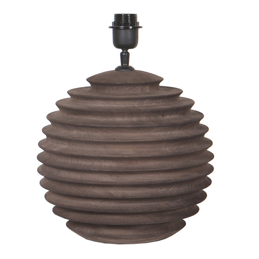 Roven Brown Mango Wood Ribbed Table Lamp Base